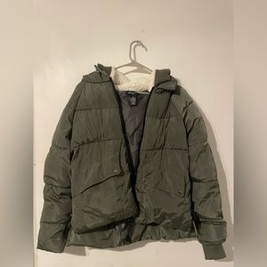 Green Sherpa Hooded Coat